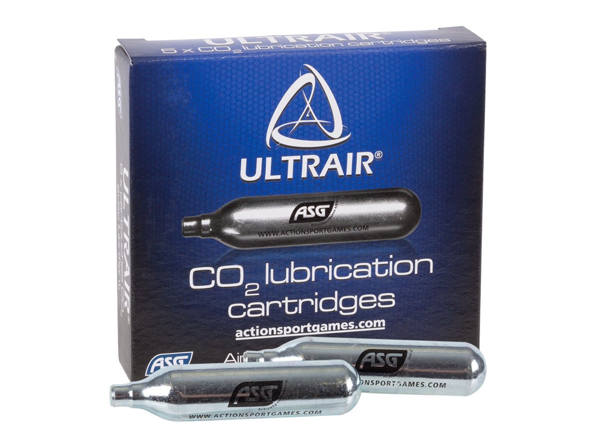 ASG Ultrair 12 Gram CO2 Lubrication Cartridges, 5ct